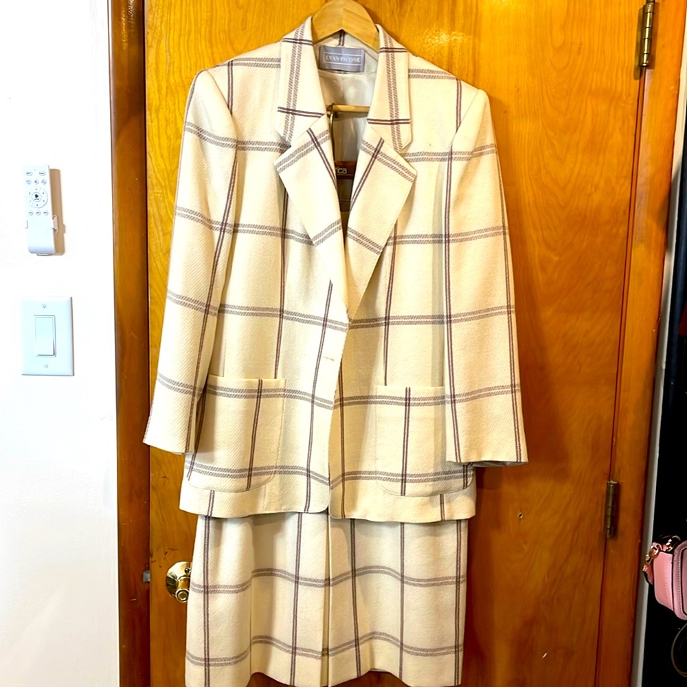 2pc vintage wool long skirt suit